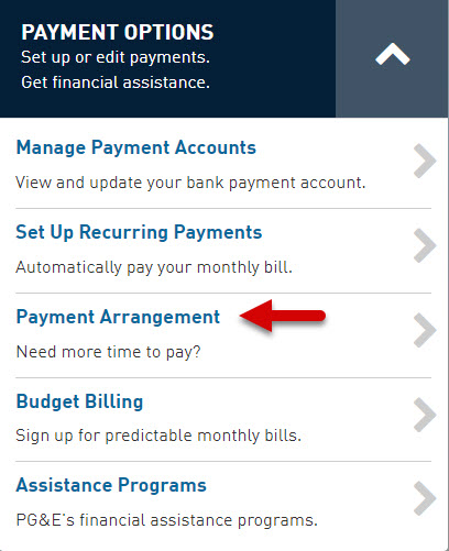 Payment options open with arrow pointing to Payment Arrangement.jpg