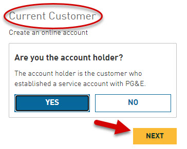 registration process showing to select Current Customer